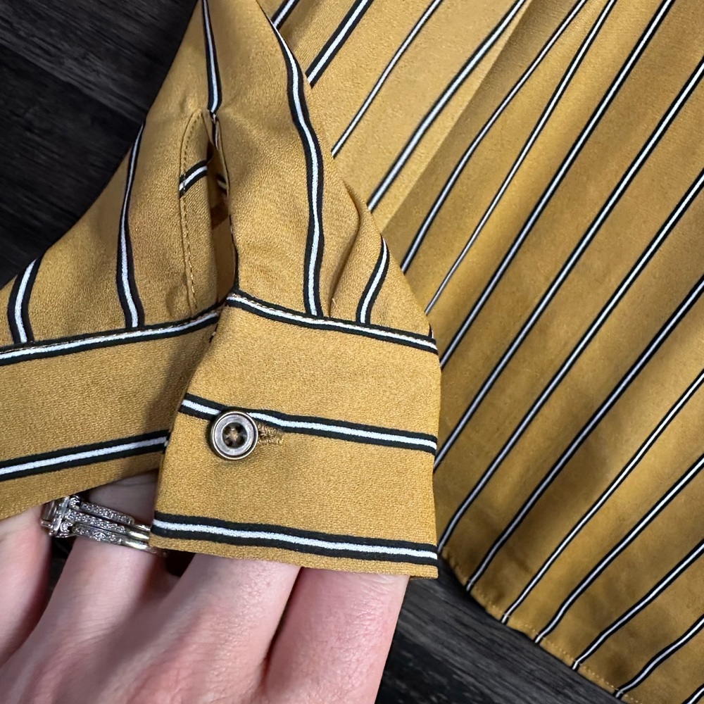 Maurices Mustard Yellow Striped Long Sleeve Relaxed Blouse - Picture 4 of 8